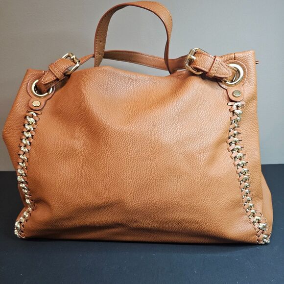 Melie Bianco Handbags - Anthropologie Melie Bianco Vegan Leather Camel Hobo Purse Handles Gold 11 x 16"